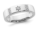 14K White Gold Star of David Diamond Wedding Band Ring